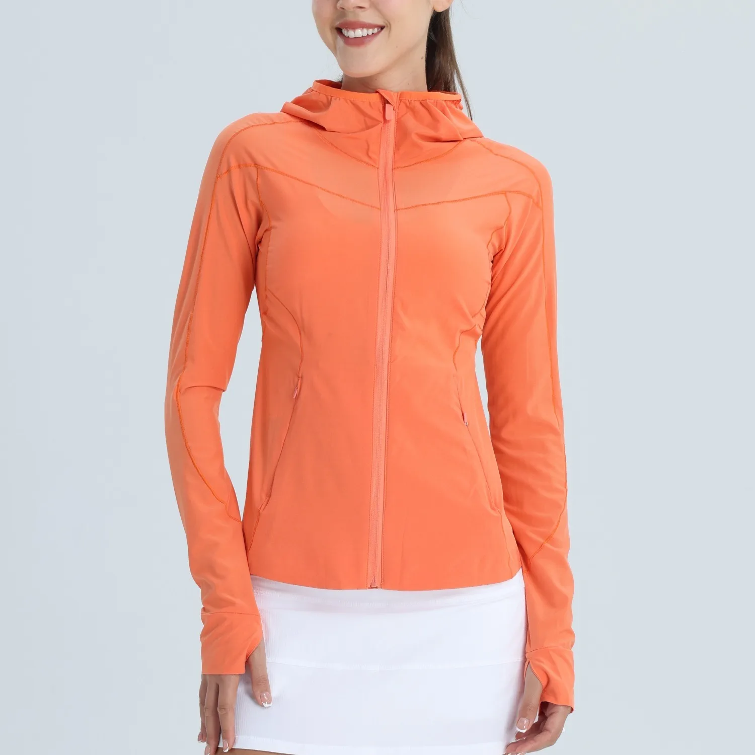 Womens Running Jackets Spring Autumn Slim Athletic Hiking Workout Hooded Jacket Track Full Zip Up Gym Yoga Shirt Top Quick Dry