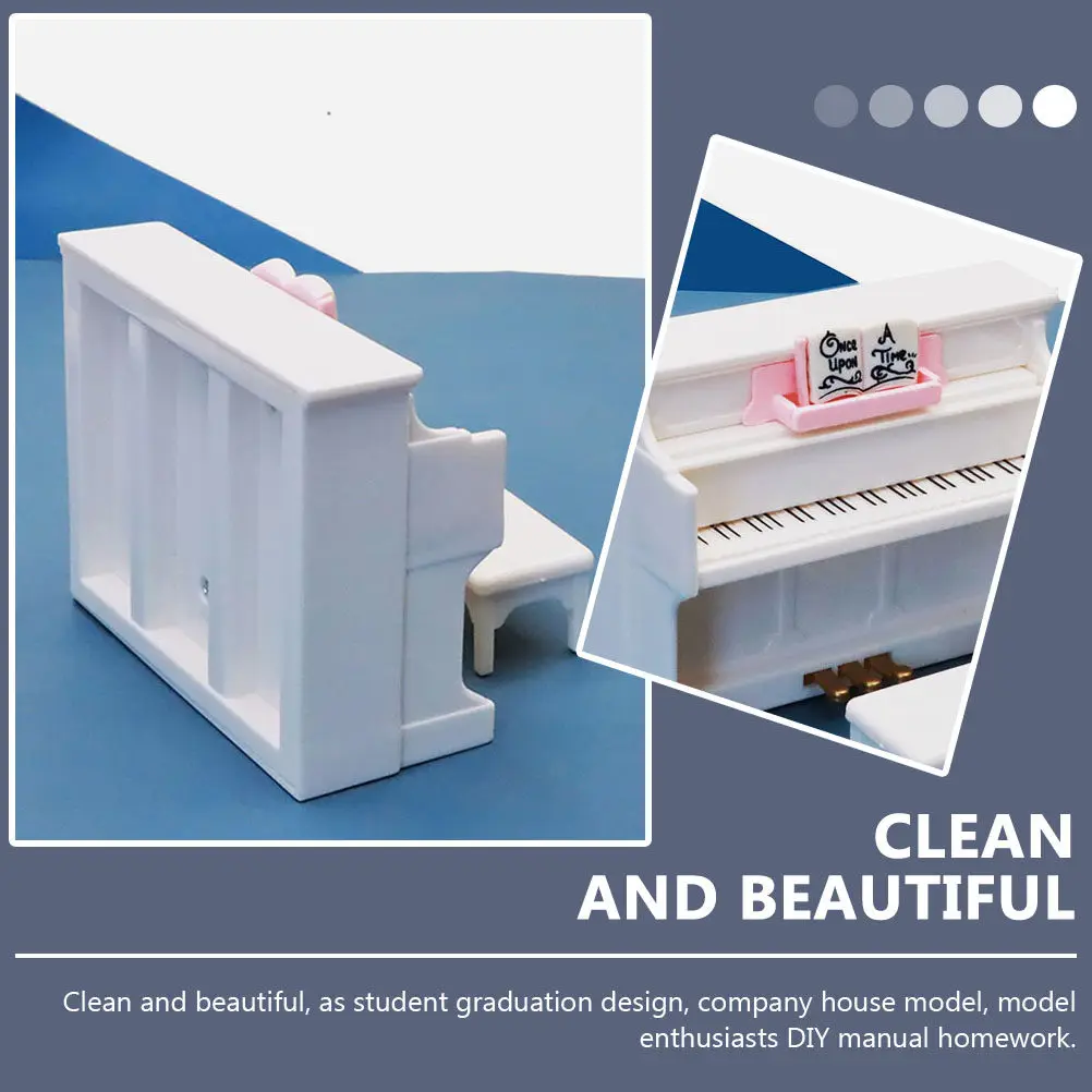 

1Set Miniature Piano with Stool High-Quality Safe Decor for Mini House Dollhouse Accessories Creative Micro Landscape Decoration