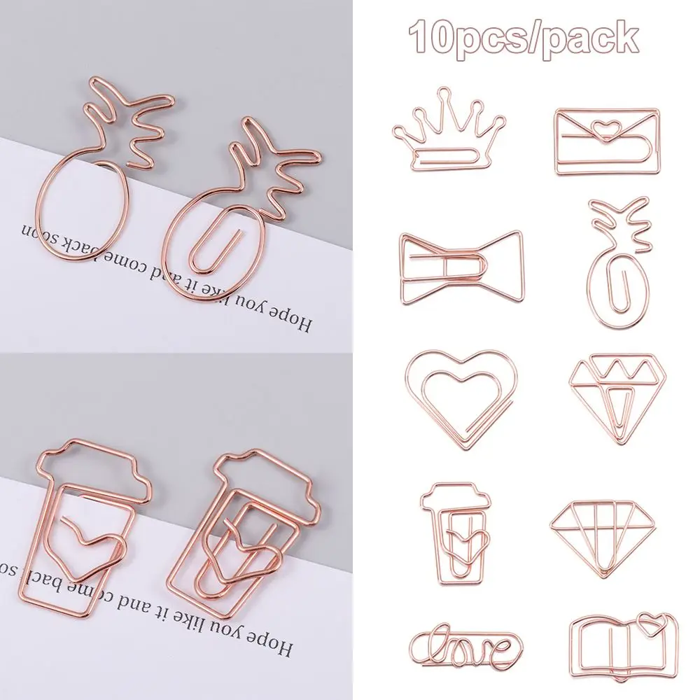 10Pcs New Diamond Crown Envelope Stationery Photo Tickets Office Supplies Metal Paper Clip Mini Binder Clips