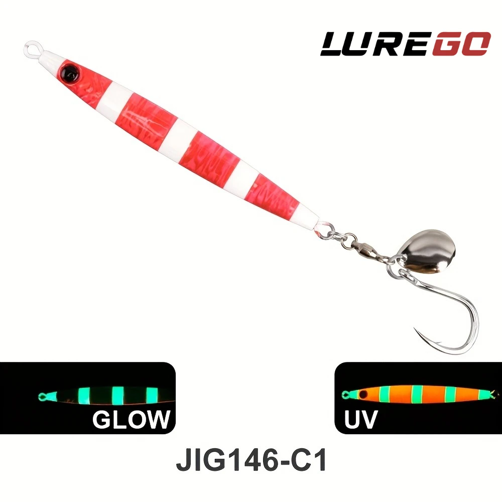 1 Stück 30g/ 40g/ 60g/ 80g Casting Jig Spoon - Schnell Sinkender Metallköder mit Leuchtender UV-Beschichtung für Offshore-Bootsangeln, Slow Jigging