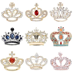Rhinestone Crown Pins for Women Unisex Shiny Glass Hat Brooches Office Party Friend Gifts Jewelry Accessories