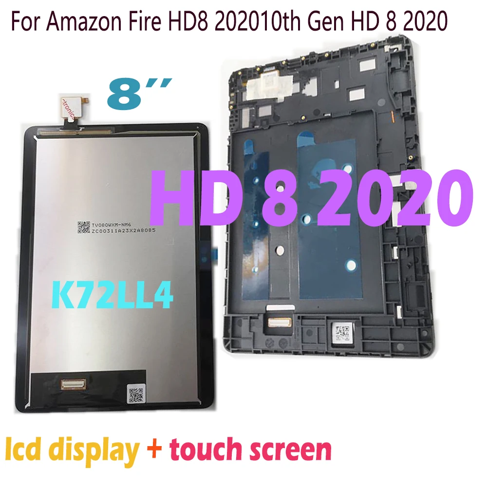 

AAA+ 8.0" LCD Replace For Amazon Fire HD8 2020 10th Gen HD 8 2020 LCD Screen K72LL4 LCD Display Touch Screen Digitizer Assembly