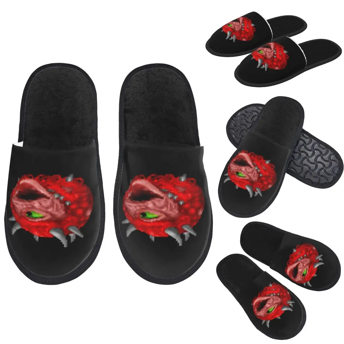 

Custom Cacodemon Poggers Slippers Memory Foam Warm Soft Women House Slipper Bedroom Cozy Shoes