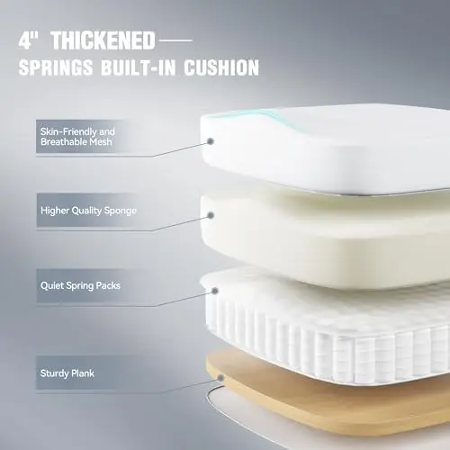 Ergonomic Mesh Office Chair with Adjustable Lumbar Support, Headrest, and Footrest – White