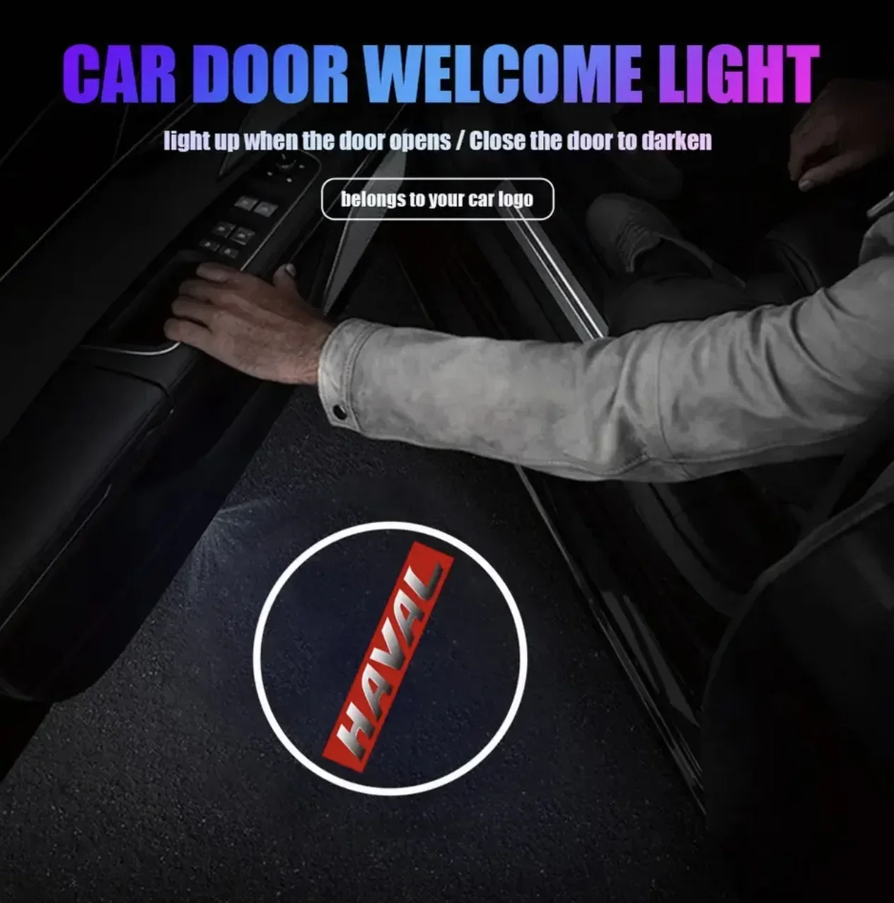 2PCS Car Goods For Haval Jolion F7 H6 2021 F7x H2 H3 H5 H8 H9 M4 LED Car Door Emblem Light Welcome Lamp Wireless Laser Projector