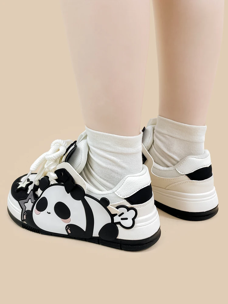 Lolita-zapatos de tablero de Panda para mujer, zapatos Kawaii versátiles de moda, ayuda baja, deportes y ocio para estudiantes, otoño