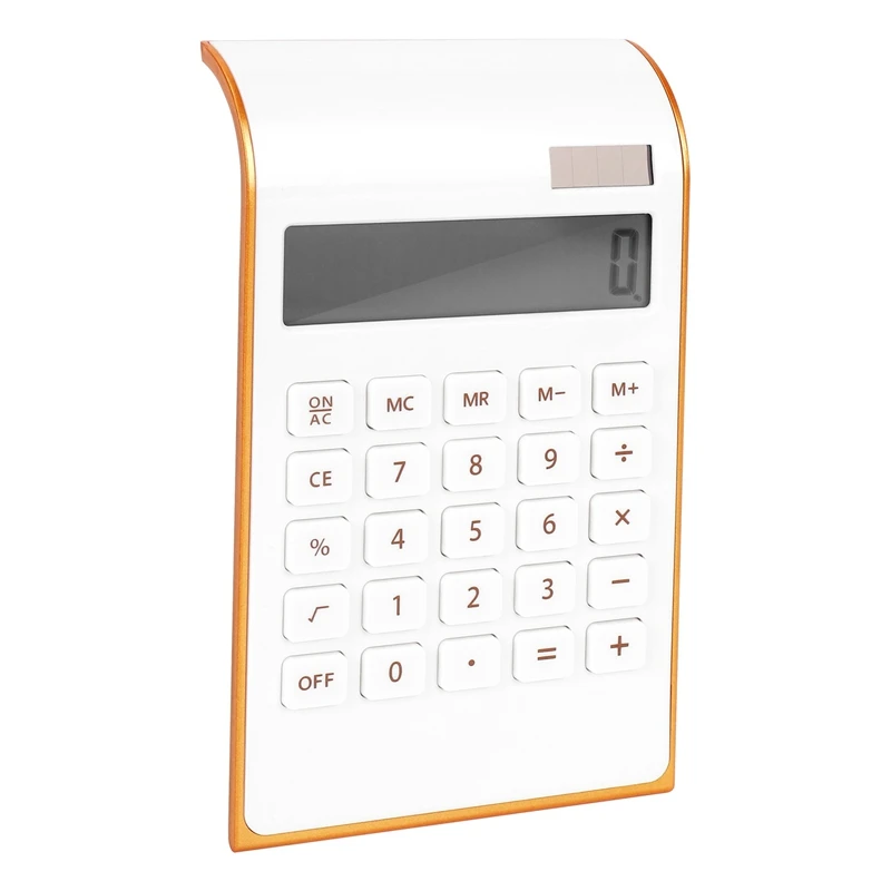 Calculadora, design fino e elegante, eletrônica de escritório/casa, calculadora de mesa de alimentação dupla, energia solar, 10 dígitos, LCD inclinado Di