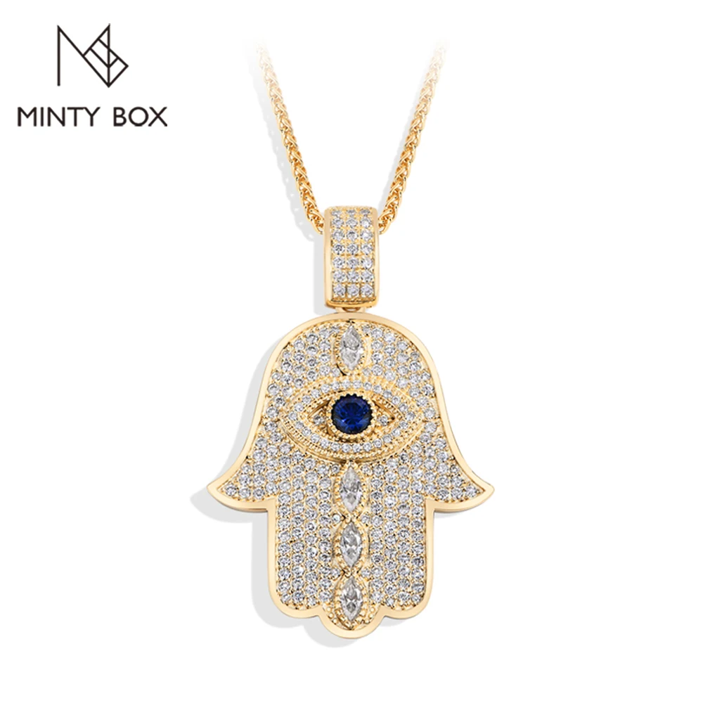 MINTYBOX D VVS1 Color Moissanite Necklaces for Women Men S925 Sterling Silver Evil Eye Pendant Amulet Jewelry Party Gifts 45+5CM