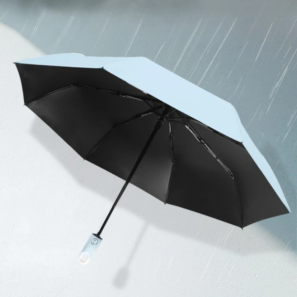 Hooked Large-scale Folding Umbrella New All-weather Black Rubber Sunshade Automatic Locking Handle Umbrella Household Rain Gear