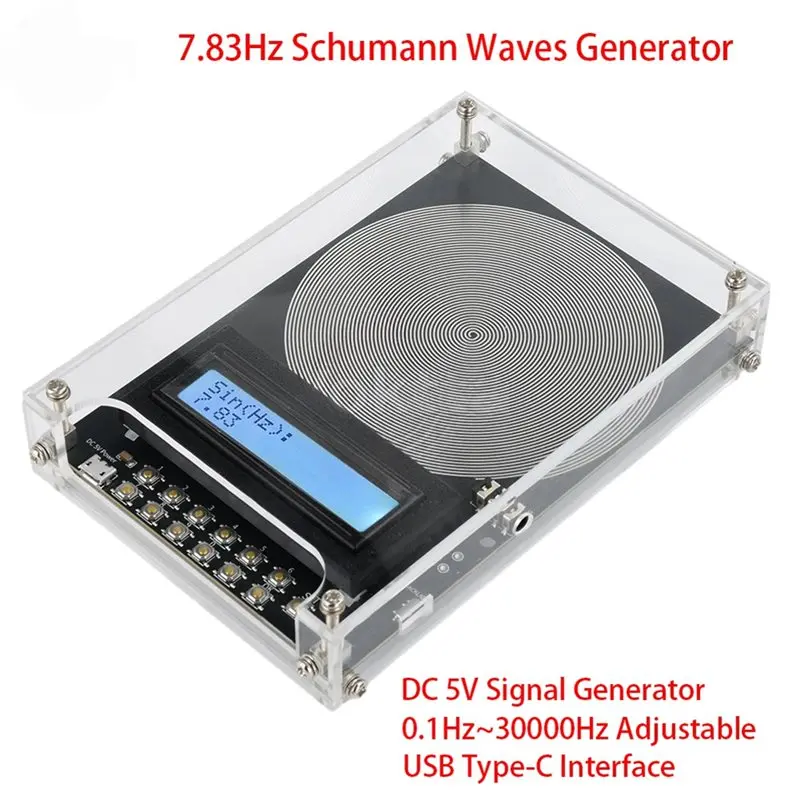

PHILE-DC 5V Регулируемый аудиорезонатор 7.83Гц, генератор волн Шумана, тестер генератора сигналов 0.1Гц-30000Гц, интерфейс Type-C