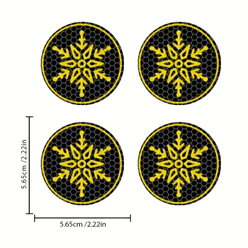 Snowflake Wheel Center Sticker Reflective Christmas Vinyl Decal for Car Rim Window Bumper Night Visibility Auto Decor