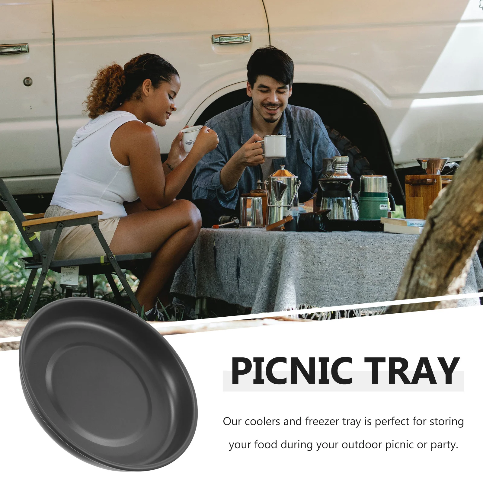 

Aluminum Alloy Fruit Vegetable Portable Picnic Plate Outdoor Cooling Snack Dish Veggie Serving Tray Food Organizer