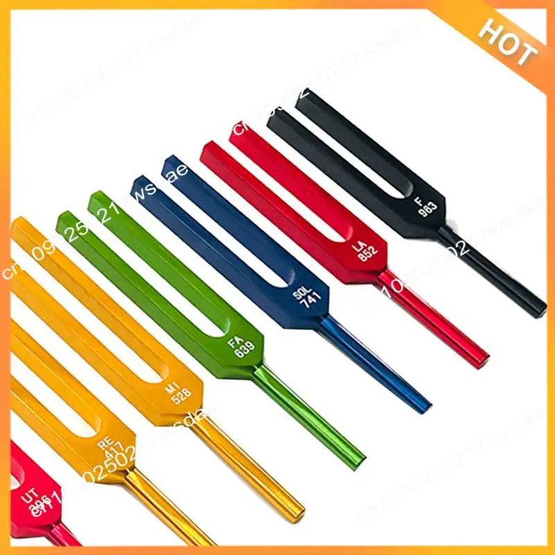 

X08A 9 Piece Colorful Aluminum Alloy Tuning Fork Set Tuning Fork For Therapy, Sound Therapy, With Aluminum Case Black Base