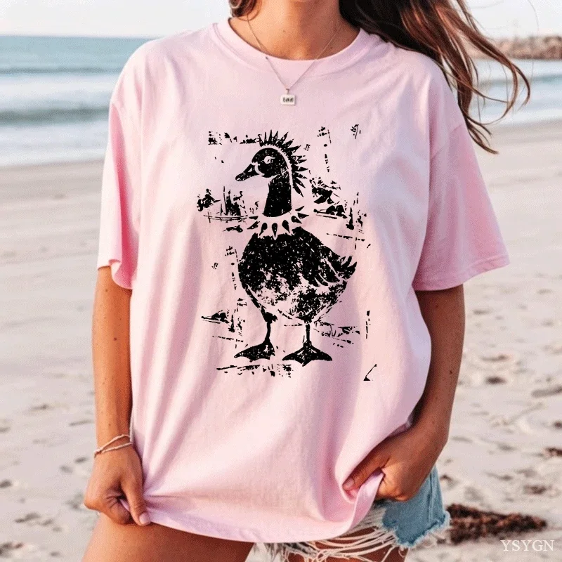 Vintage Silly Goose T-Shirt Womens Mens Comfortable Round Neck Printed Short Sleeve Tshirts Unisex Streetwear Clothes Tops