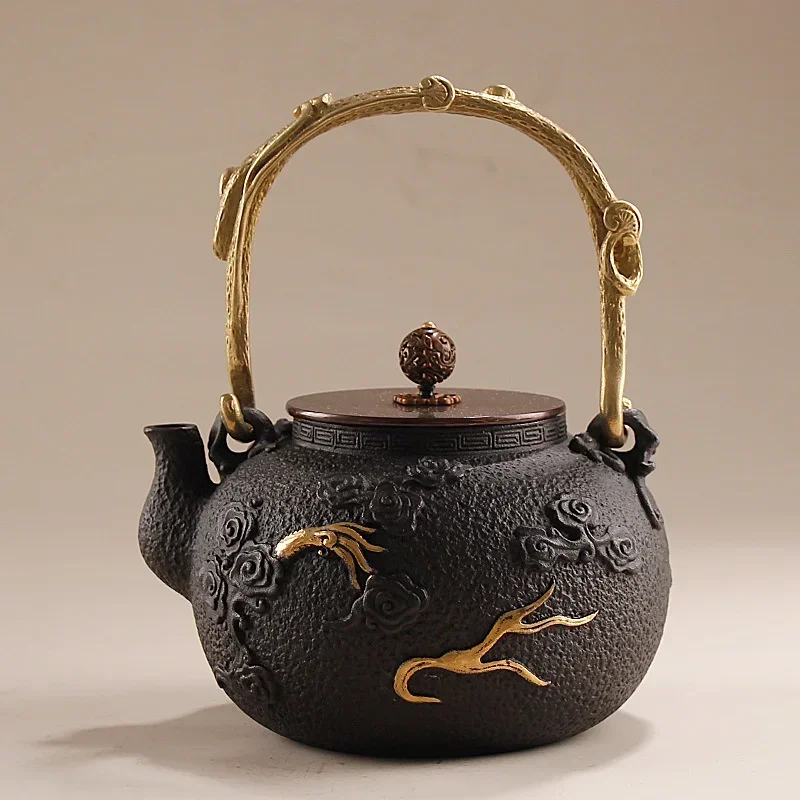 Authentic Uncoated Cast Iron Kettle Traditional  Pig Iron Pot for Kungfu Tea Set Kitchen Boiling Gift