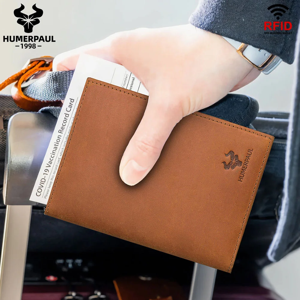 Rfid Blocking Protection Passport Holder with AirTag Genuine Leather Travel Accessory Passport Credit Holder Holder unisex