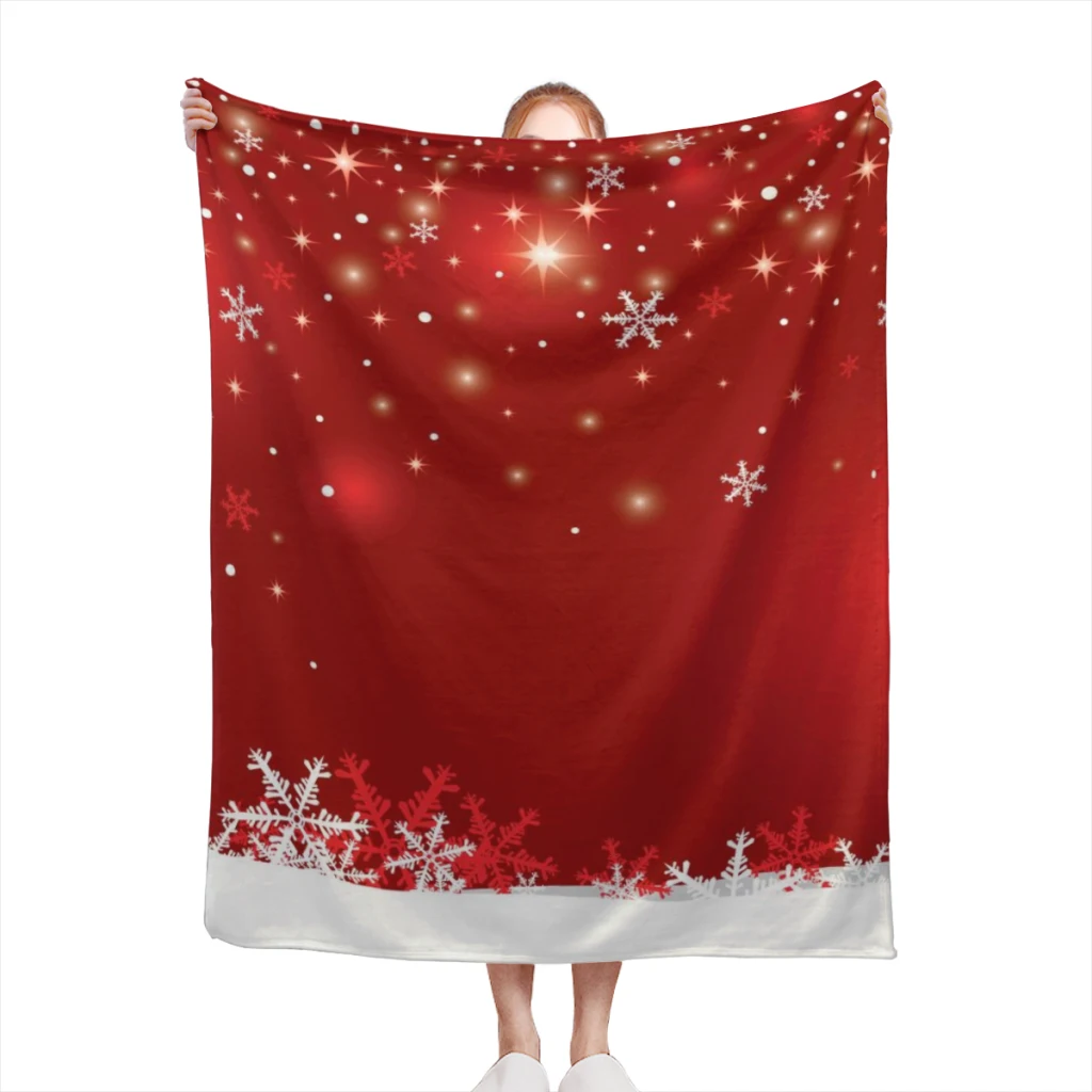 

Snowflake Red Light Blanket Summer Blanket Flannel Warm Throw Nap Knee Blankets Warm