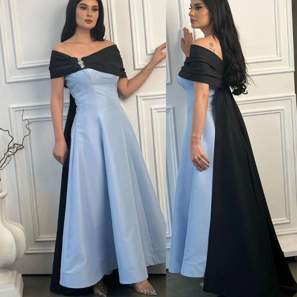 

Vintage Prom Gown A-line Sexy Backlelss Contrast Color Satin Evening Dresses Celebrity Banquet Dress платья на торжество