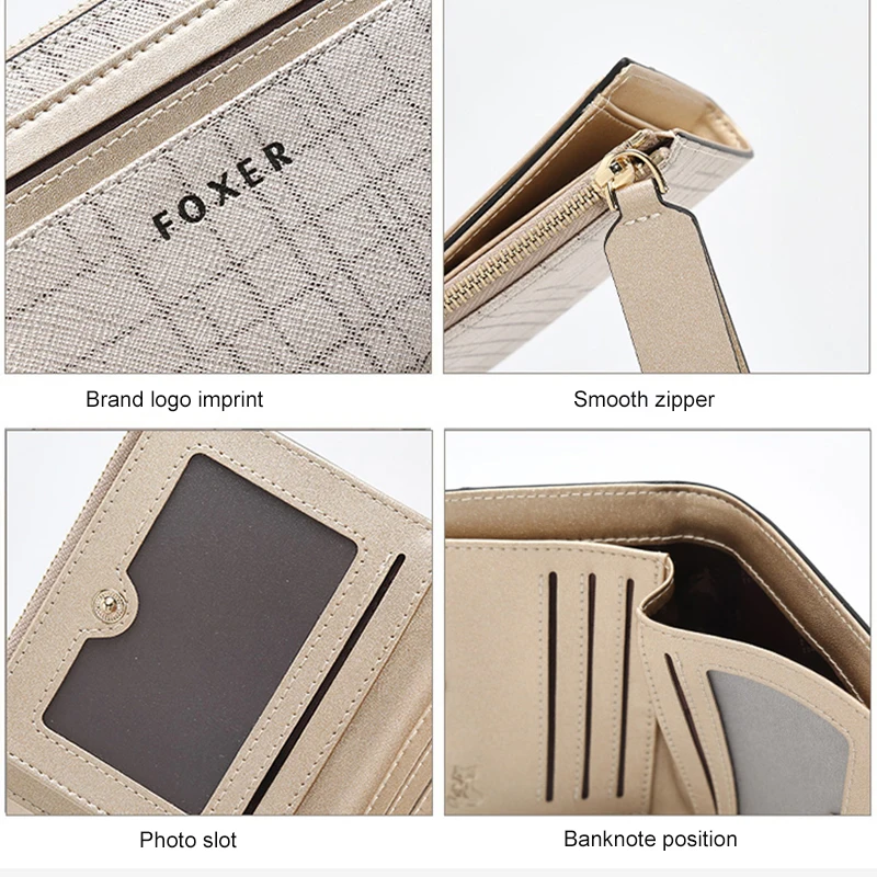 FOXER Spilt Leather Women's Fashion Short Buckle Zipper Wallet Temperament 2025 New Multi Card Coin Clutch Purse Gift For Mom