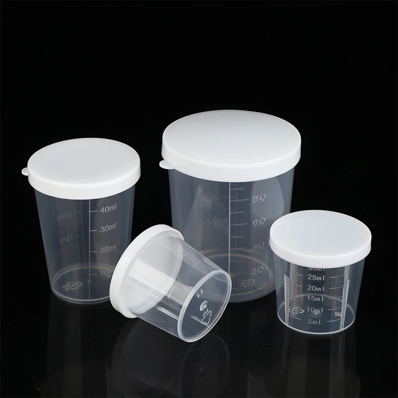 10Pcs 20ml;30ml;50ml,100ml Clear Liquid Pill Measuring Cups With Lids Travel Pill Organizer Cup Container For Liquid Medicine