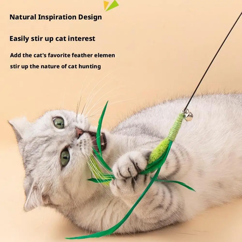 Wire Durable Cat Toys Cat Teasing Stick Bite Resistant Cat Sound Toy Pet Supplies Interactive Dog Tail Grass Feather Long Pole