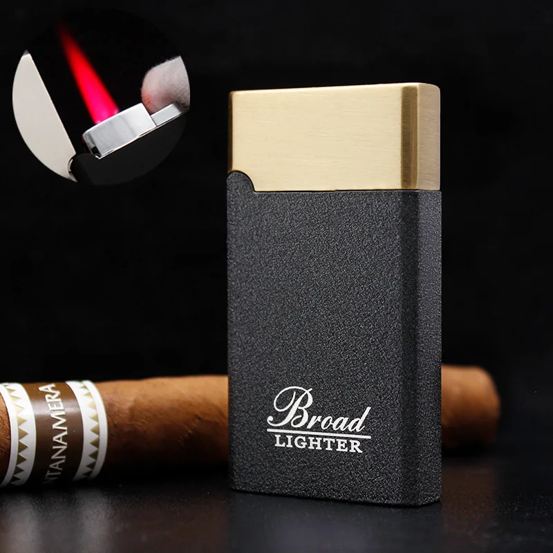 Personalisiertes winddichtes Butangasfeuerzeug mit roter Flamme und lauter Stimme, tragbares Mini-Feuerzeug für den Außenbereich, aufblasbare Feuerzeuge, Raucherzubehör, Geschenke für Männer