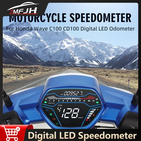 Universal Motor Speedometer RPM Tacho Meter Odometer Motorcycle LED Dashboard For Honda EX5 Class1 CX DX Wave100 CD110 Alpha