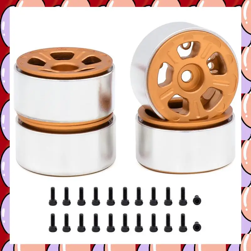 A72Z 4PCS 1.0In Metal Wheel Rims For 1/24 1/18 RC Crawler Car Axial SCX24 AX24 FCX24 Enduro24 TRX4M