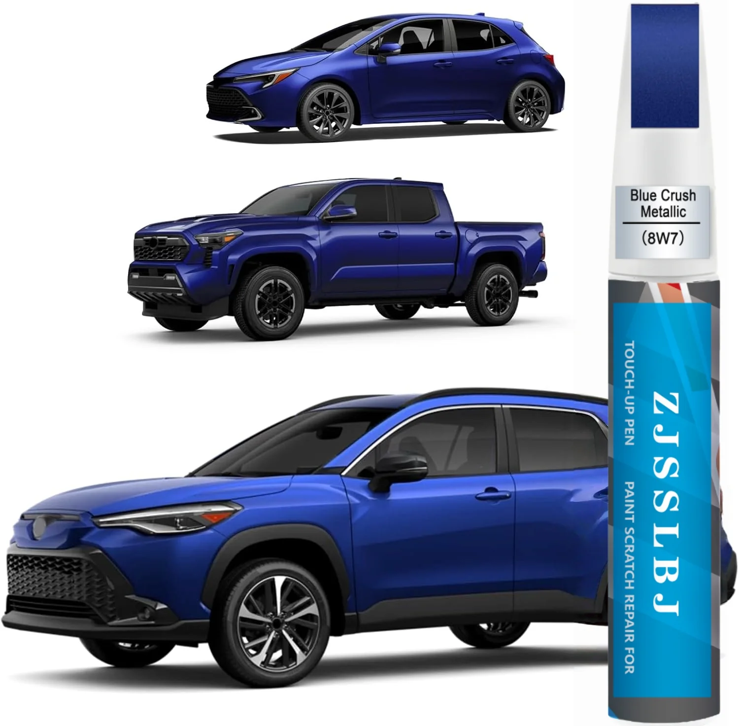 Car Touch up Paint(8W7 Blue Crush Metallic) Compatible with Toyota, Car Paint Pen Scratch Repair Two-In-One Touch Up Paint, Prem