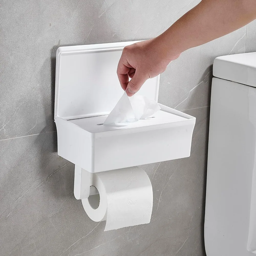 Bathroom Toilet Paper Holder Rolling Tissue Holder with Shelf Wet Tissue Box Home Bathroom Rolling Tissue Holder Multi-functiona