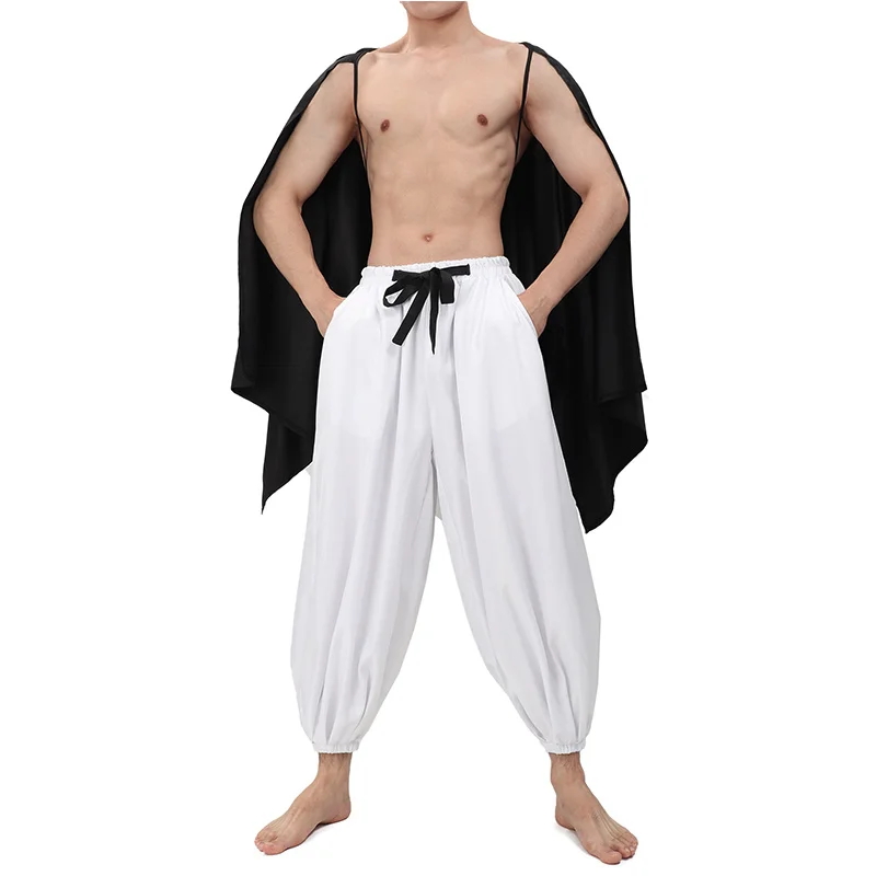 WENAM Ryomen Sukuna Adult Mens Cape Pants Men's Sukuna Full Cosplay JJK Costume Male Black Cape Pants with Face Cover Stickers