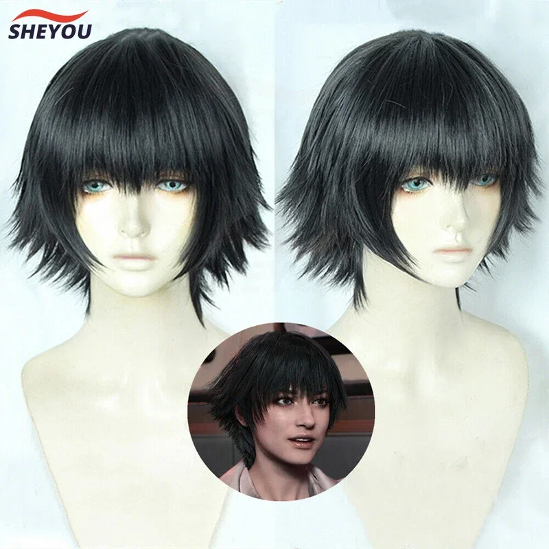 Mary Lady Short Black Styled Heat Resistant Hair Cosplay Costume Wig   Track   Cap