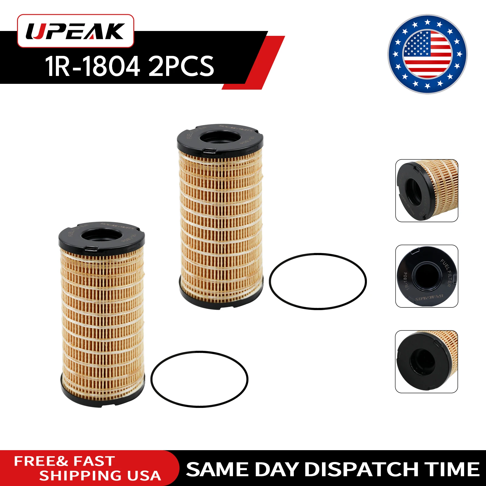 

2 шт. топливный фильтр 1R-1804, замена для 26560201, 4816636, 6911907, 0011372910, E501KPD559, 4224811M1, 1R-0794, 32925423