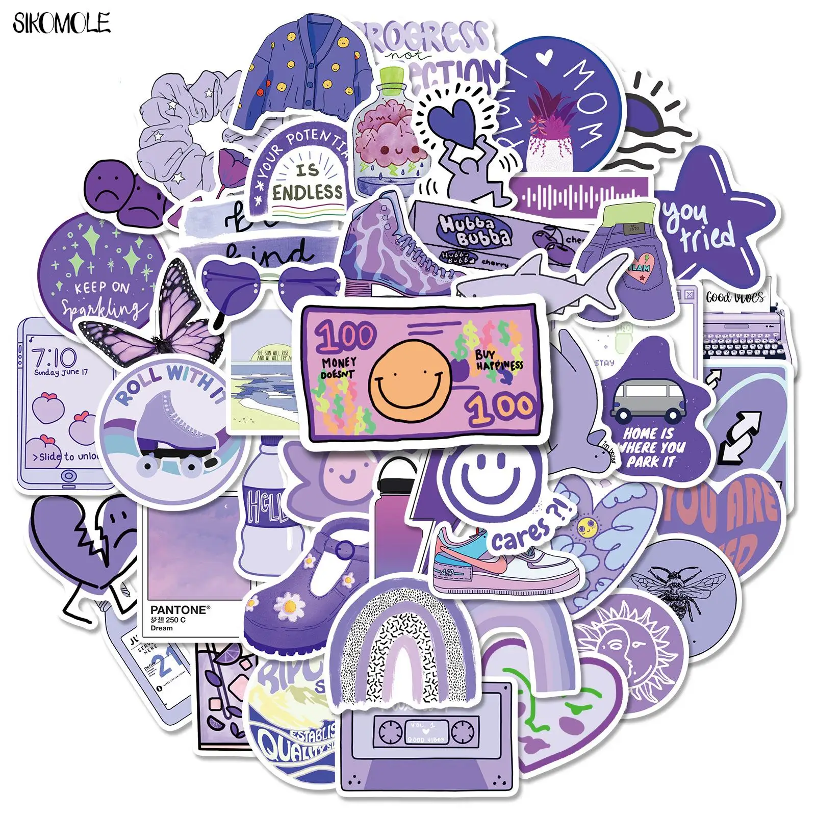 

10/30/50PCS Cartoon Purple INS Style Vsco Graffiti Stickers Kawaii DIY Toy Phone Cup Notebook Skateboard Laptop Decal Sticker F5
