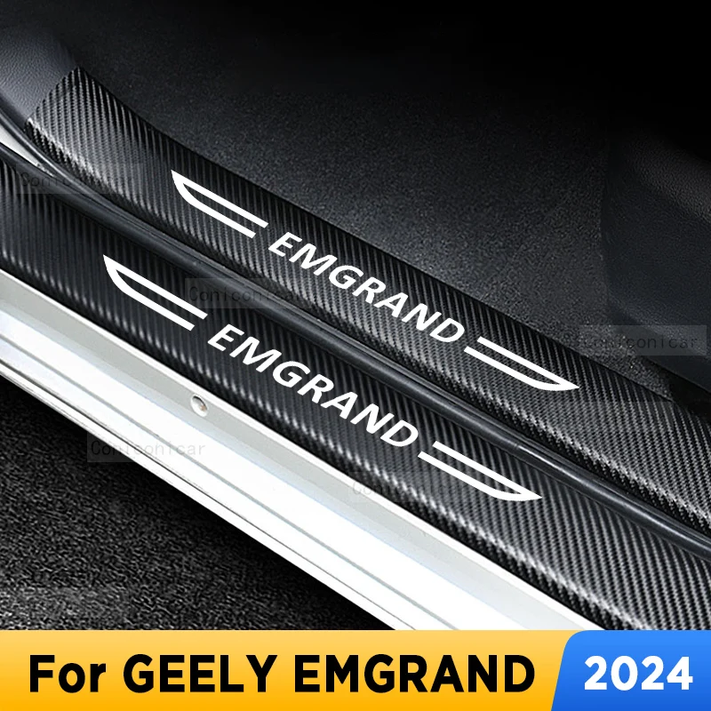 

Car Door Sills Scuff Plate Threshold Protector Interior Imitation Carbon Fiber Sticker Accessories For GEELY EMGRAND 2024