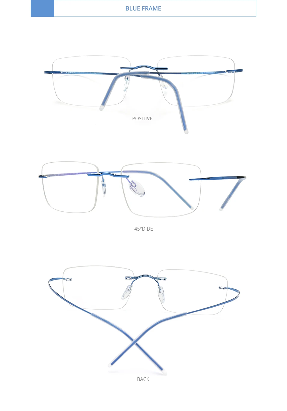 FONEX Randlose Titanbrille für Herren, Markendesign, rahmenlose Brillen für Damen, hochwertige, ultraleichte japanische Brillen 85707 – Detail 11