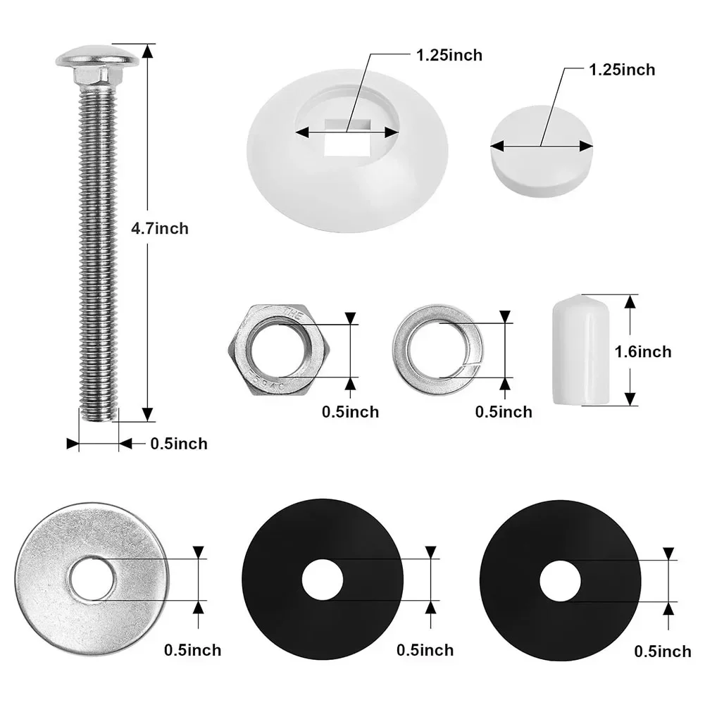 

67-209-911-SS Residential Two Hole Diving Board Mounting Kit For Pool Spare Part Metal 4.7*0.5 Inches Protective Covers