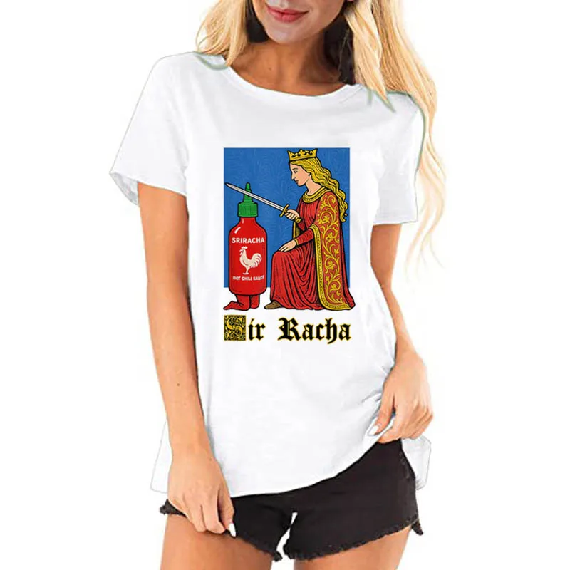 Lustiges Hot Sauce Art T-Shirt Vintage Humor Sriracha Hot Chili Sauce Grafik Outfit Neuheit Geschenk Y2k Design Kurzarmblusen