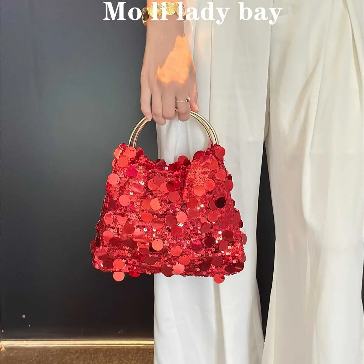 كاندي اللون الترتر حقائب السهرة للنساء مقبض دائري حقيبة نسائية جديدة مخلب السيدات حقيبة يد فاخرة ومحفظة الزفاف المحافظ