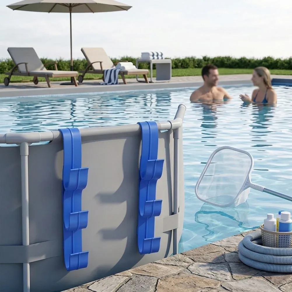 Triple Hanger Design Pool Hook Set Three-hook System Tangle-free Storage Vibration-free Stability Tool-free Mounting