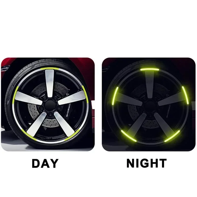 Car Wheel Hub Reflective Stripes Door Safety Opening Warning Sticker Tape Fluorescent Auto Rear Warning Reflective Tape