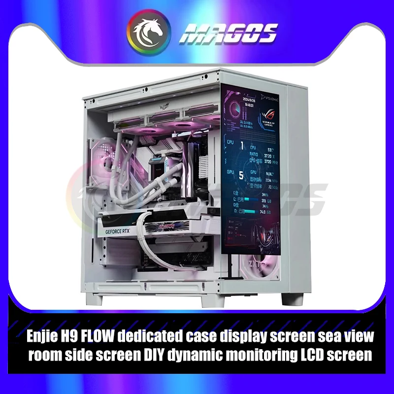 

Расширенный экран компьютера для NZXT H9 FLOW, боковая панель, дисплей, специальный DIY динамический мониторинг, ЖК-дисплей, поддержка AIDA64, управление ПК