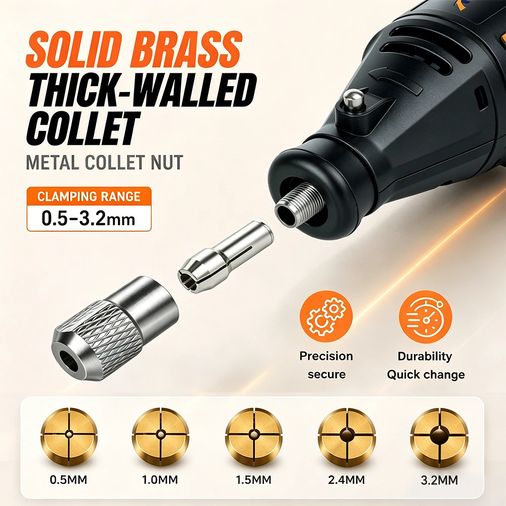 TUNGFULL 130W Multi Function Rotary Tool 5-Speed 8000-30000RPM Electric Rotary Grinder Kit with Accessories for Home DIY