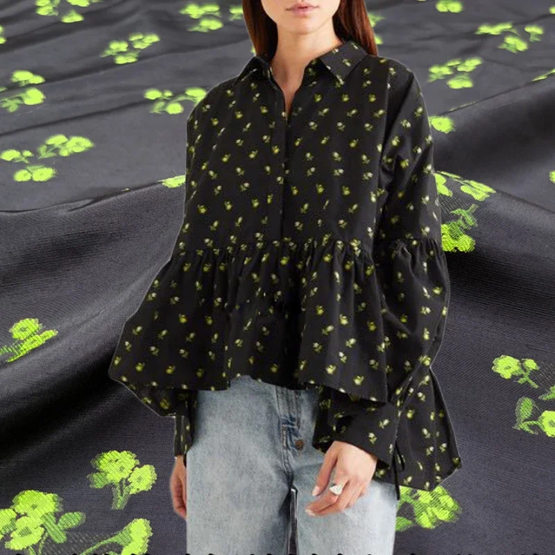 Tecido jacquard organza corte flores primavera e verão camisa fina vestido moda tecidos diy costura atacado pano por metro