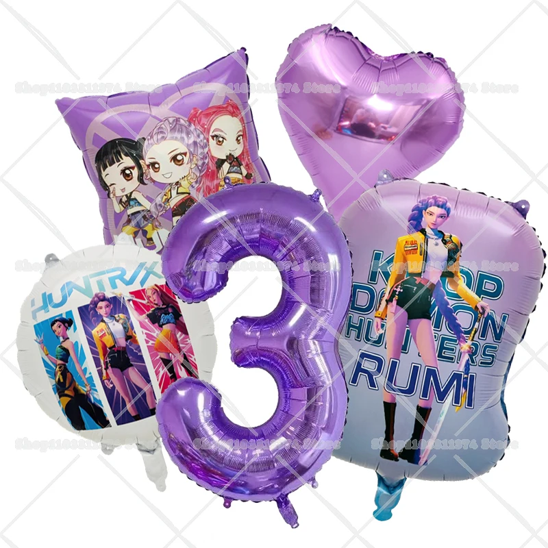 Anime-Figur Geburtstagsparty-Dekoration Zahlenballons-Set Mädchen Jungen Party-Geschenke Runde Herzform-Ballons Heim-Deko Requisiten