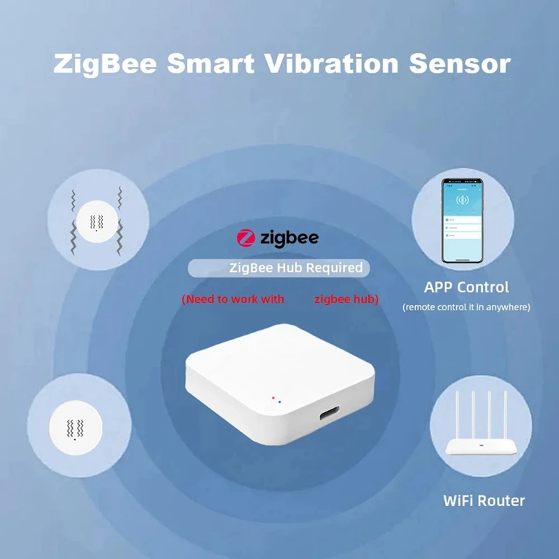 New Tuya Zigbee Smart Vibration Sensor Real Time Monitoring Door Window Detection Alarm Smart Security Protection System