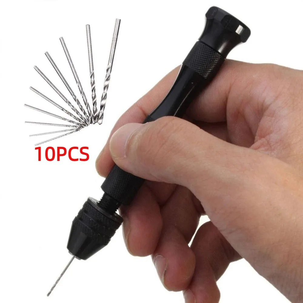 

Plastic Craft Micro Twist Hand Twist Drills Set Pin Vise DIY Hole Maker Precision Drill 0.6-3mm Drill Bits Set Jewelry Making