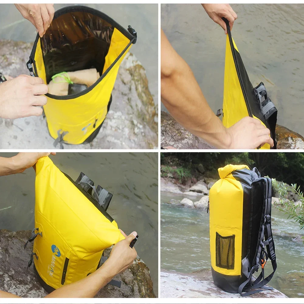 PVC Dry-Wet Separation Waterproof Pack Outdoor Wading Backpack IPX6 Wear Resistant Water sport Bag 30L
