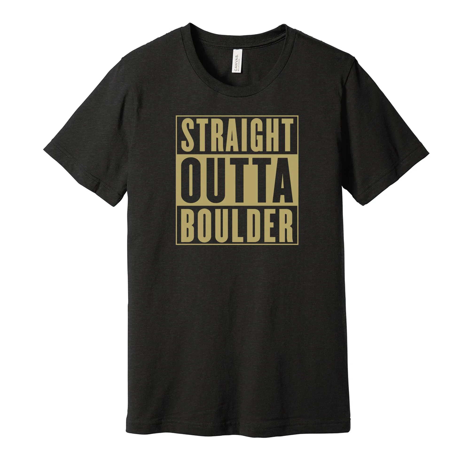 Straight Outta Boulder Hip Hop Parody T Shirt Black Tan Resident Local Love S M L Xl Xxl 3Xl Multiple Color Choices