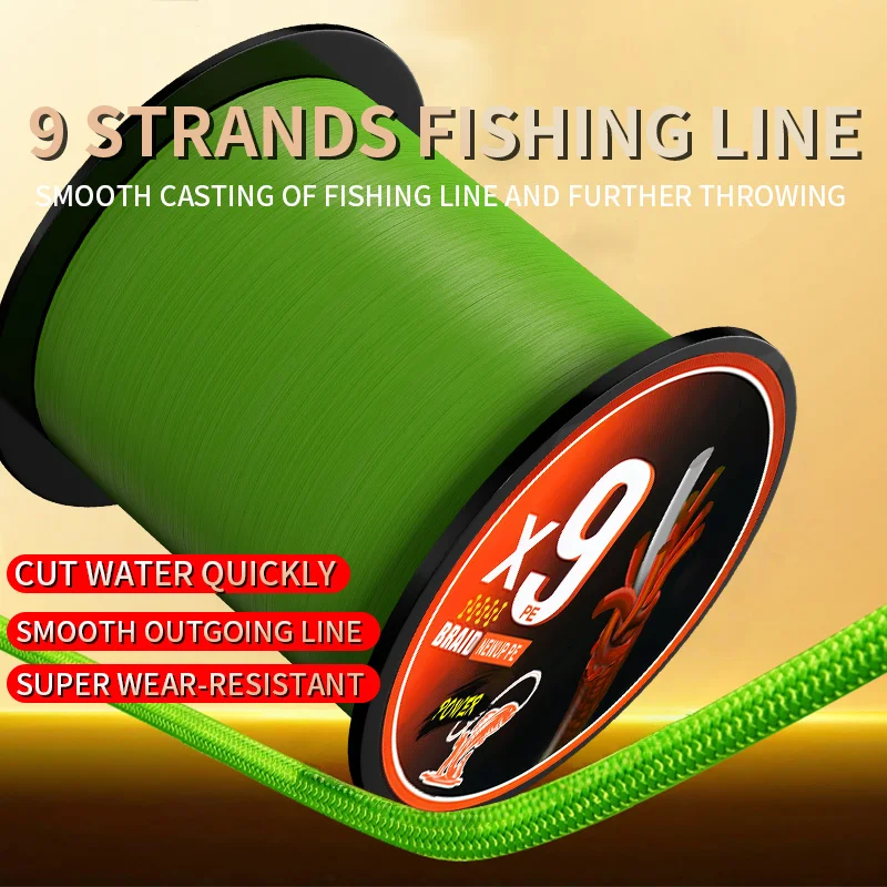 

BKUMAN 9-strand fishing line, for long-distance casting to catch large fish (such as trout, salmon, bass)